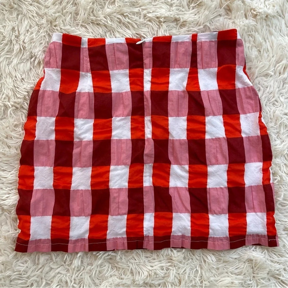 Judith March mini checkered skirt cotton blend red white burgundy size S - Picture 3 of 7